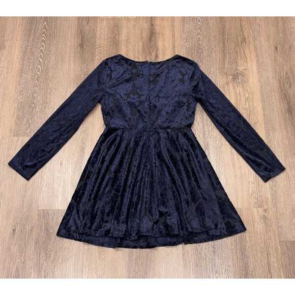 City Triangles Dress Large Blue Velvet Burnout Y2K - Picture 7 of 9